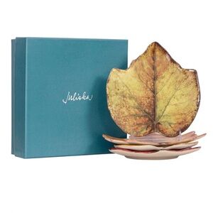 Juliska Forest Walk Leaf Plate Assorted Set of 4 NWT